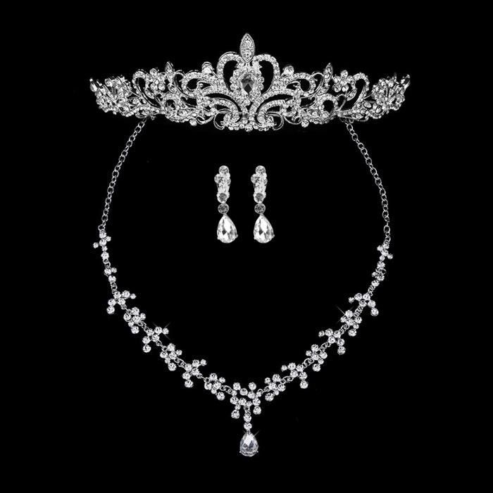 nuptial mariage Bijoux ensemble Strass diademe collier Des boucles d'oreilles