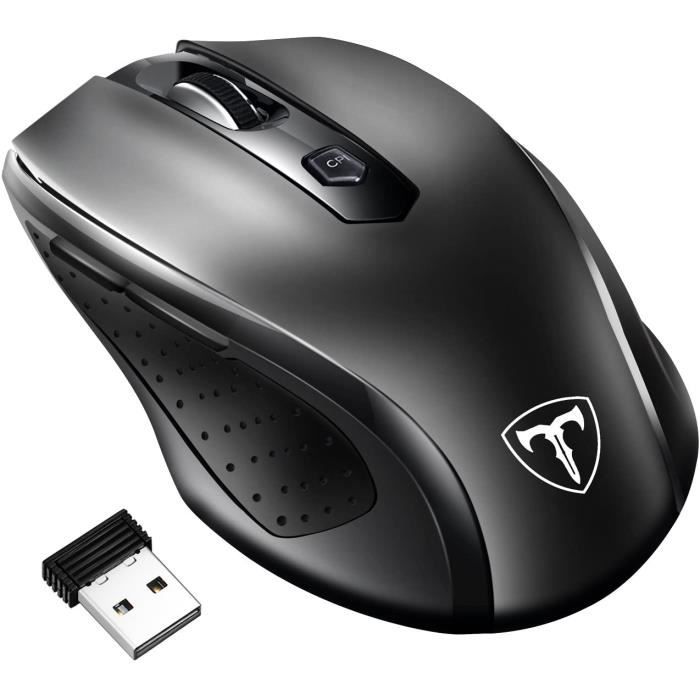 Souris Sans Fil 2.4G, VicTsing 2400 CPI Souris Optique Mobile avec Récepteur Nano USB 6 Boutons 2400 DPI (5 Niveaux Réglables)