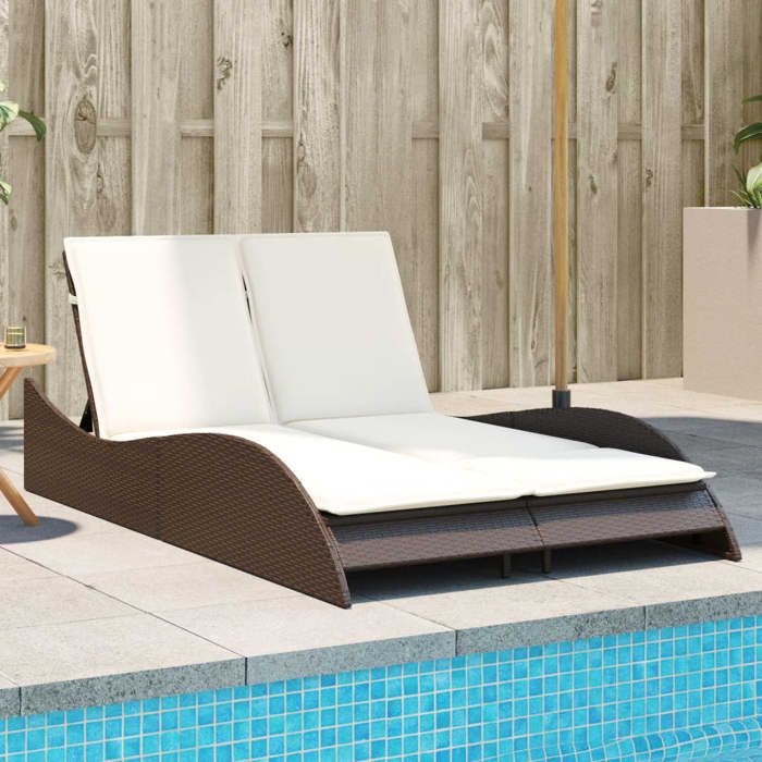 vidaXL Chaise Longue avec Coussins Lit de Repos avec Dossier Réglable Bain de Soleil Meuble de Jardin Extérieur Moderne 368288