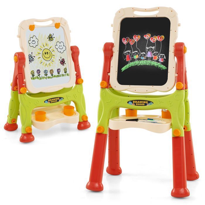 Relaxdays Tableau magnétique pour Votre Enfant, réglable en Hauteur, 102-135 x 55 x 52 cm, Marron