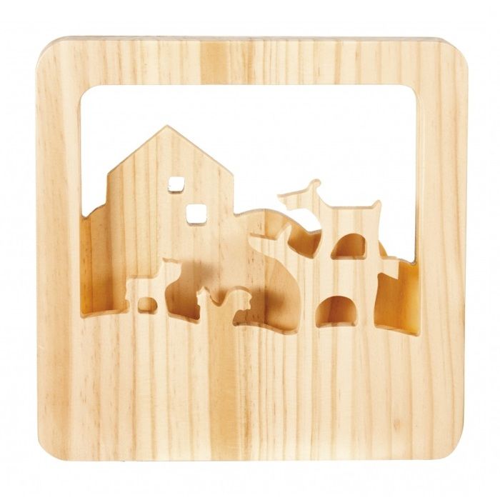 Veilleuse en bois - EGMONT TOYS - Musiciens de Brême - LED intégrée - À poser - Beige