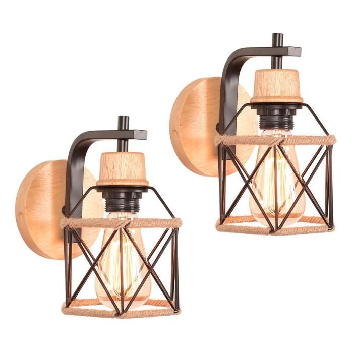 Yowei Lampe Murale Vintage en Corde de Chanvre Applique Murale