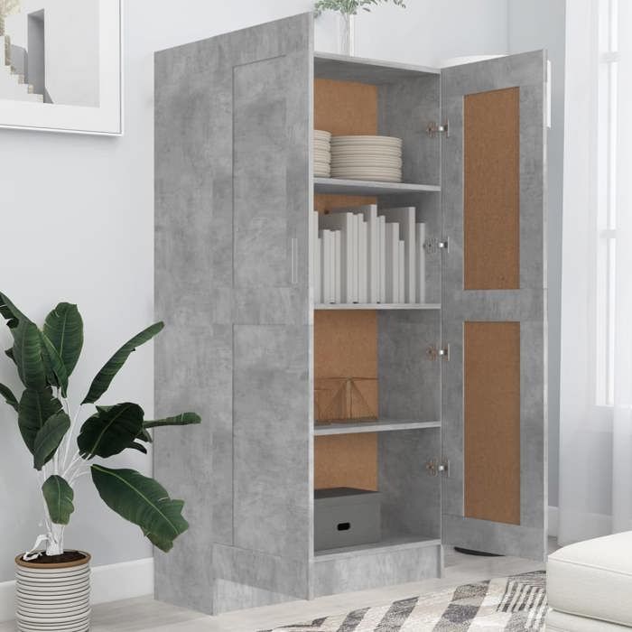 Bibliothèque Étagère de Rangement VIDAXL Gris béton - 825x305x150 cm Bois d’ingénierie B235