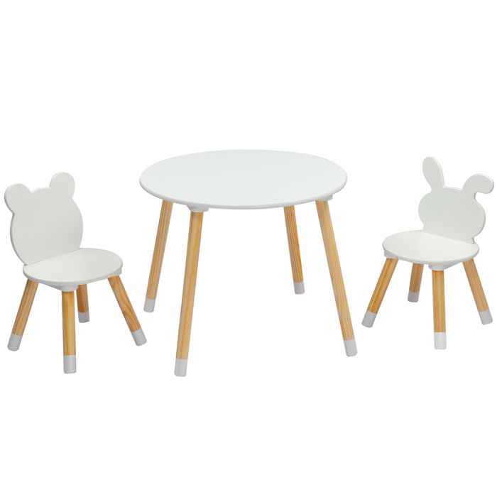 Ensemble de meubles pour enfants - LALAHO- 2 chaises + table - Blanc