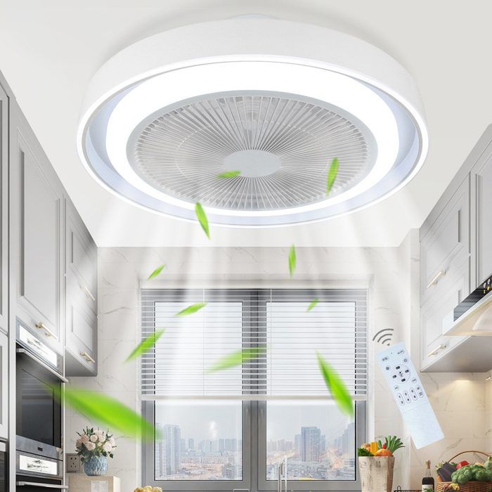 Ventilateur de plafond avec éclairage - NETTLIFE - 5 pales - LED dimmable - Télécommande - Blanc - Nettlife