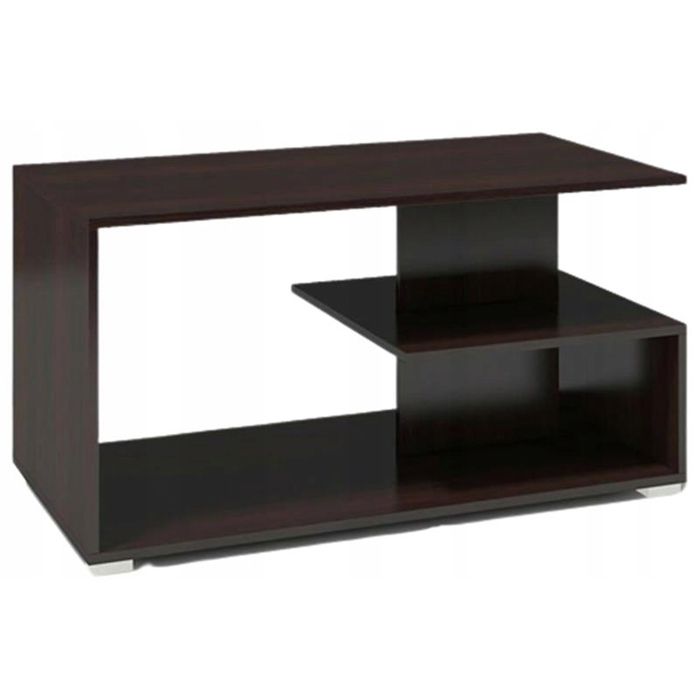 Table Basse NINA Wengé - Table de salon avec 2 étagères - 100x50x55 cm