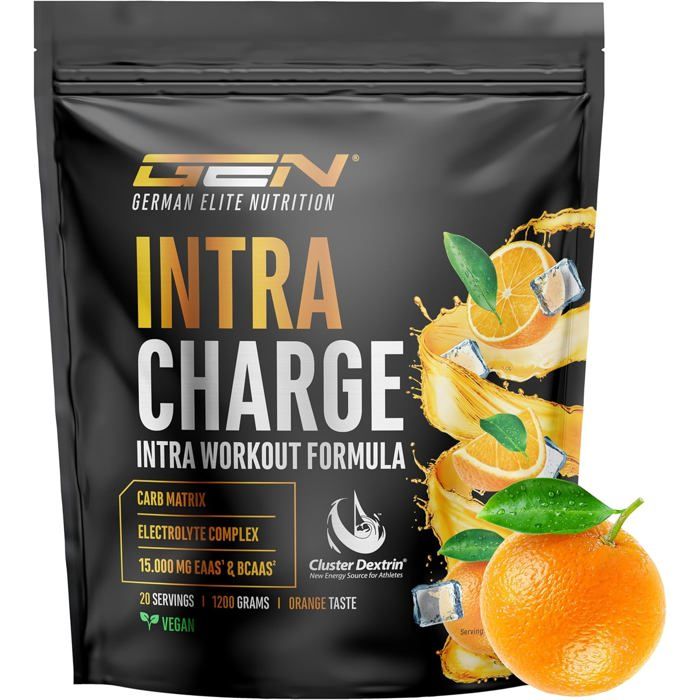 Boisson Intra-Workout 12 kg - Cluster Dextrin 9 EAA BCAA Glutamine Glycine Taurine Électrolytes - Végétalien Orange