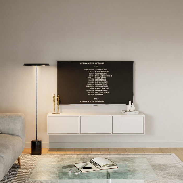 Meuble TV avec 3 abattants – FRAMME – blanc – 150 cm