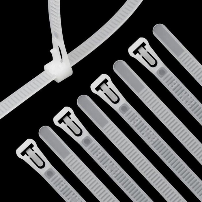 100 Pièces Collier de Serrage Blanc Plastique Réutilisables, 400mm x 7 — free download
