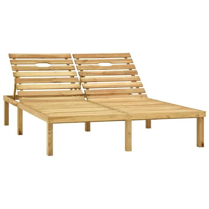 Chaise longue（double Bain de Soleil Pour Vacances 2 personnes et coussins Bois de pin imprégné Hauteur:（31.5 77 cm