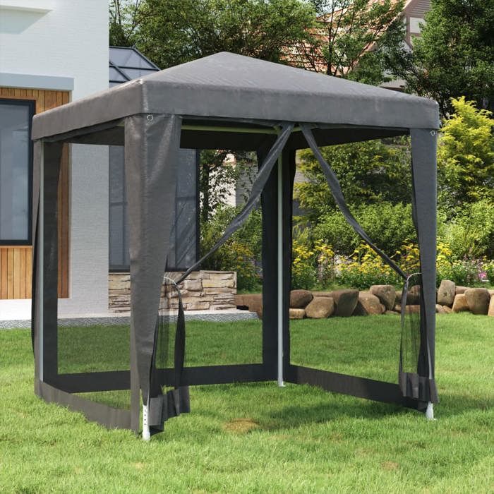 Tente de fête avec parois latérales en maille - vidaXL - 2x2 m - Anthracite - PEHD - Résistant à leau