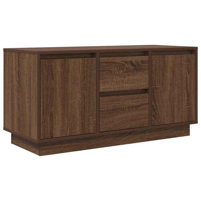 Meuble TV avec LED - vidaXL - Chêne marron - 100x41x50 cm - 2 tiroirs - 2 portes - Lumières LED RVB - Bois dingénierie