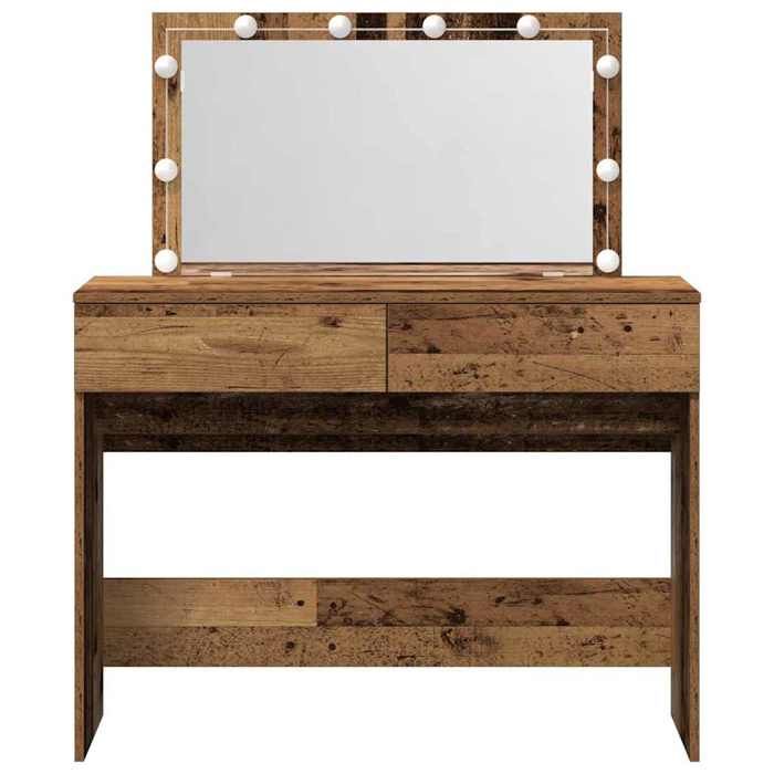 Moderne Coiffeuse pour Chambre - jills - Table de maquillage - Bois Ancien 100x40x120 cm - Bois dingénierie CCC632
