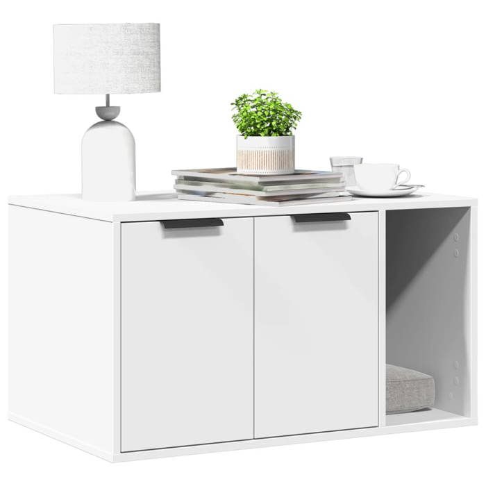 Meuble de bac à litière pour chat - vidaXL - Blanc - Bois dingénierie - 80x50x45 cm - Multifonctionnel Meuble de bac à litière pour chat - vidaXL - Blanc - Bois dingénierie - 80x50x45 cm - Multifonctionnel