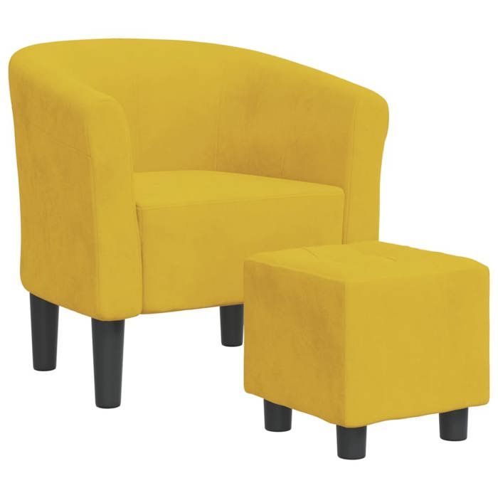 NEUF 2026 CHIC Chaise cabriolet SWEETY Fauteuil simple max. charge 110 kg avec repose-piedjaune velours 70x56x68 cm FF5379