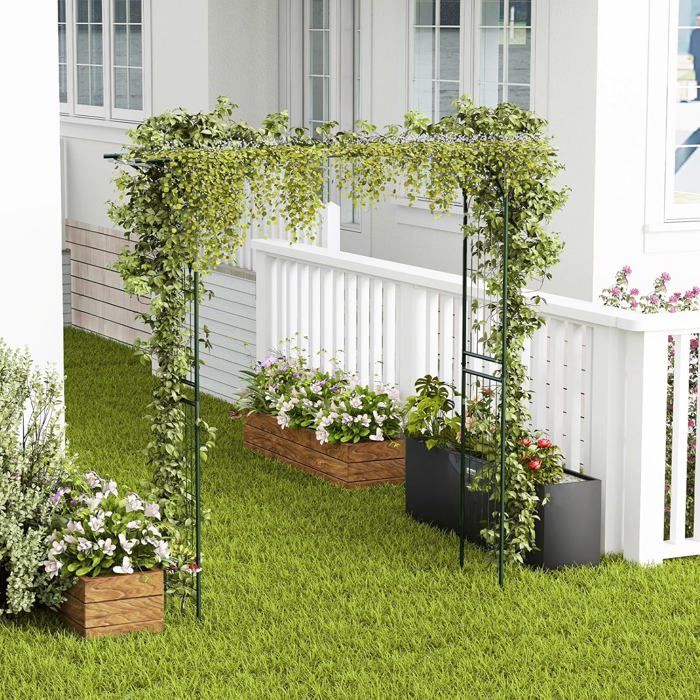 GIANTEX Arche de Jardin en Fer Forgé 205 cm pour Diverses Plantes Grimpantes Décoration pour Cérémonie Mariage 205x52x205 cm
