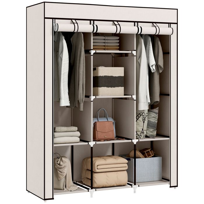 HOMCOM - Penderie - Acier - 125x43x162.5cm - crème