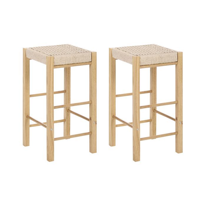 Lot de 2 tabourets de bar EMBRUN Bois Marron clair Lot de 2 tabourets de bar EMBRUN Bois Marron clair