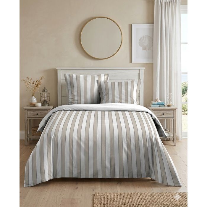 Parure de lit 220 x 240 cm Armel rayée beige