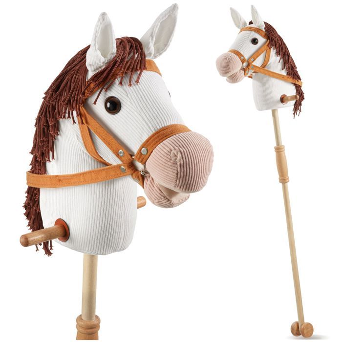Jouet déquitation - TECTAKE - Cheval à bascule en bois avec roulettes à partir de 24 mois 24 x 26 x 103 cm - Blanc