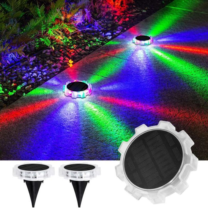 Lampes solaires étanches RGB - Virex® - 2 lampes - 4 modes - Couleurs changeantes - Éclairage extérieur - Portée 30m