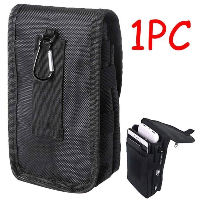 Sacoche Ceinture - Homme - Sac Téléphone Portable - Tissu Oxford - Noir - 11x5x20cm Heerico