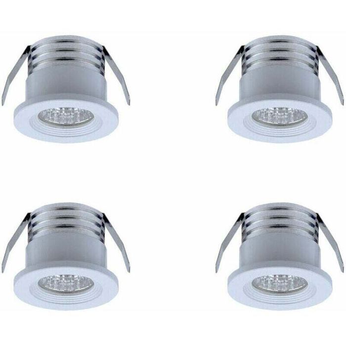 Lot de 4 mini spots LED encastrables 3W – Lumière chaude 3000K – Aluminium et verre – Angle 20-30° – IP22 pour in