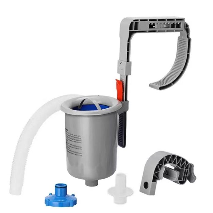 Skimmer piscine hors sol gris – Suspendable réglable en hauteur – Panier filtre amovible – Pour piscines gonflables