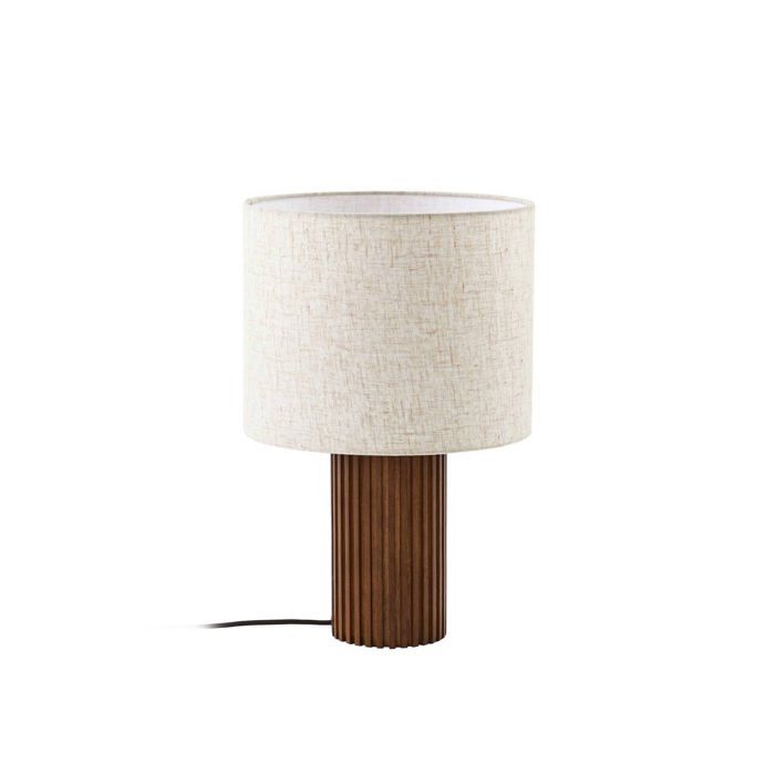 Lampe à poser - Lindby - lampe de chevet - Tissu textile Bois - noyer beige Lampe à poser - Lindby - lampe de chevet - Tissu textile Bois - noyer beige
