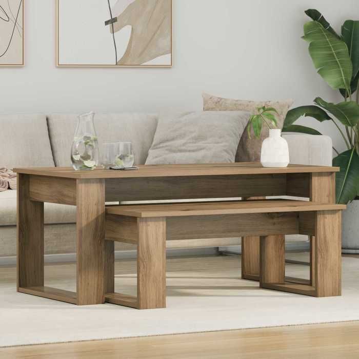 Ensemble de 2 Tables basses - vidaXL - Tables de salon - bois dingénierie - chêne artisanal - 100 x 50 x 42 cm@mbb56l