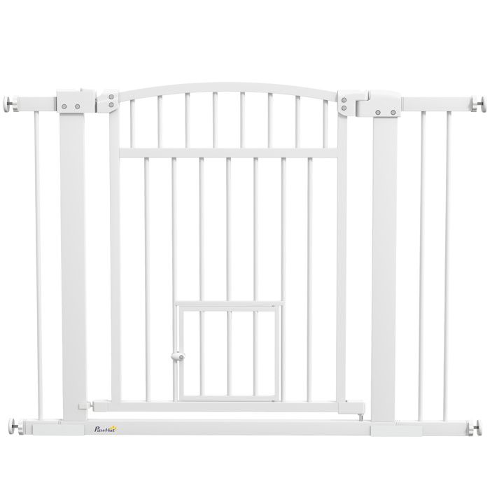 Barrière de sécurité chien système de double verrouillage montage par pression ou perçage largeur 76-104 cm blanc