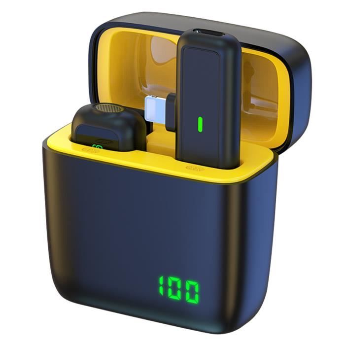 Micros Cravate Sans Fil Doubles MOVO WMX-2 Pour Android - Avec étui Chargeur, Autonomie 7h, Portée 100m, Connexion USB-C