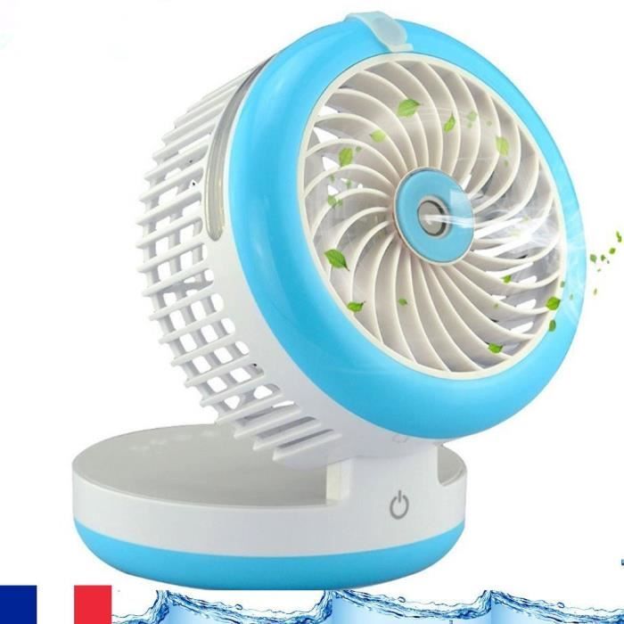 Mini ventilateur Powerbank Humidificateur puissant Brumisateur Portable et Rechargeable + Support Téléphone Portable +mini mirr