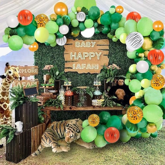 149 Pieces Jungle Decorations Anniversaire Enfant Garcon Jungle Foret Ballons Ballons Vert Anniversaire Jungle Decorations B 299 Cdiscount Maison