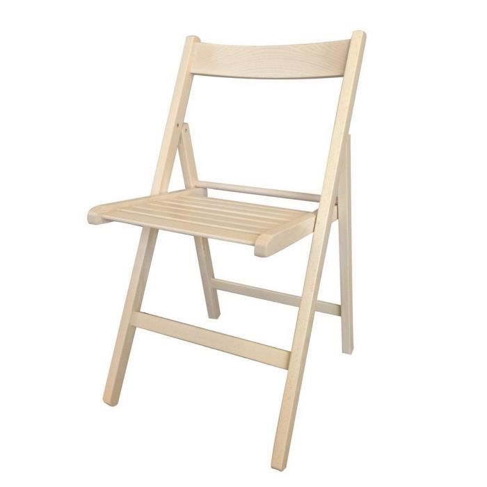 Chaise pliante beige bois de hêtre (79 x 42,5 x 47,5 cm)