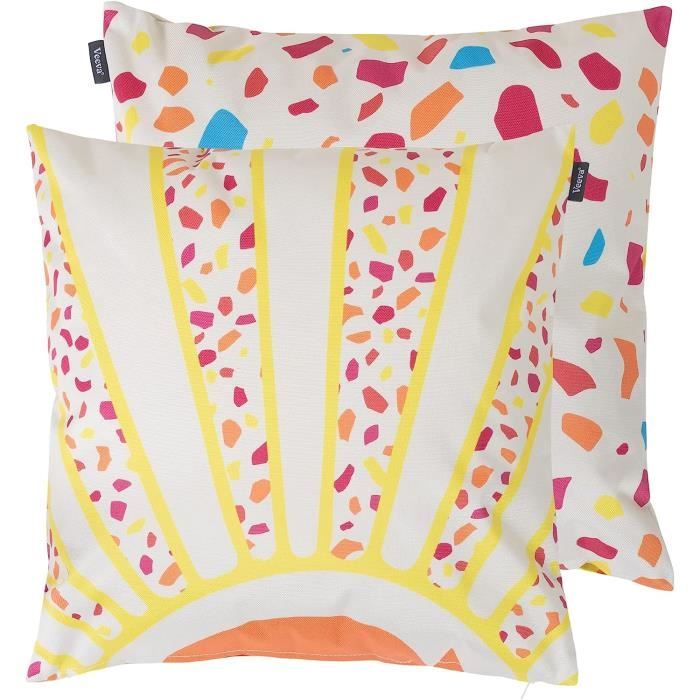 Housse De Coussin Rectangulaire Imperméable - Lot De 2 Taies 40x60 Cm Motif Oiseau Ancien, Fermeture éclair Cachée