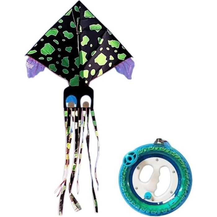 AYNKH Poulpe Violet cerf - Volant, mollusque coloré Longue Queue 50m Ligne vol Nylon cerf - Volant, débutant Enfants Adultes été Plage Jouets en Plein air