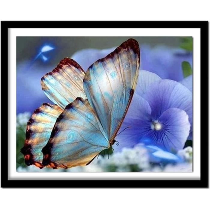 QENSPE Kit Peinture Diamant Papillon Rose - DIY Art Strass Pour Déco Murale 30x40cm