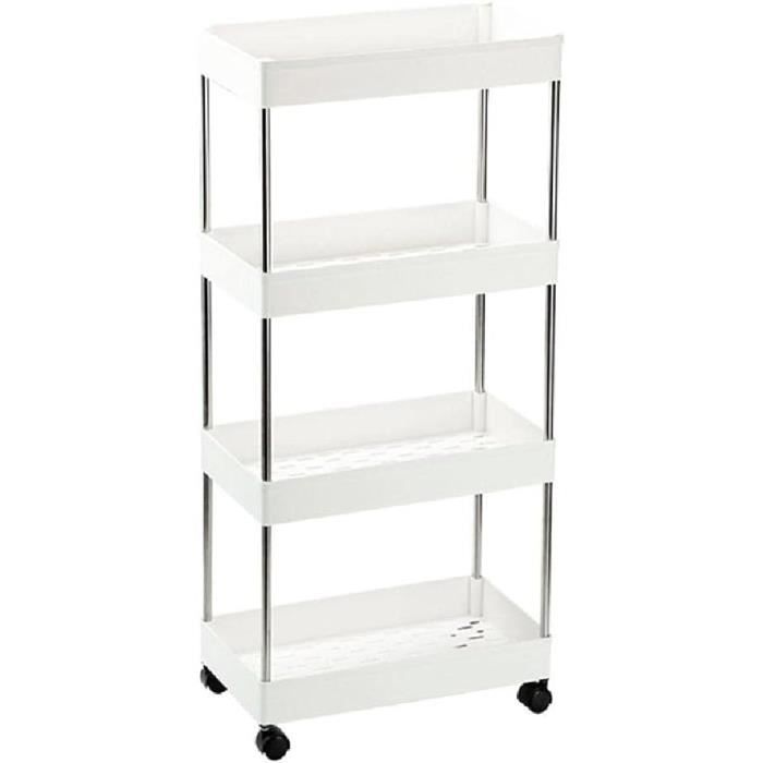 Chariot De Rangement 3 Niveaux Avec Roulettes - Meuble Roulant Multifonction Pour Cuisine, Salle De Bain, Bureau (Noir/Blanc/Jaune/Bleu)