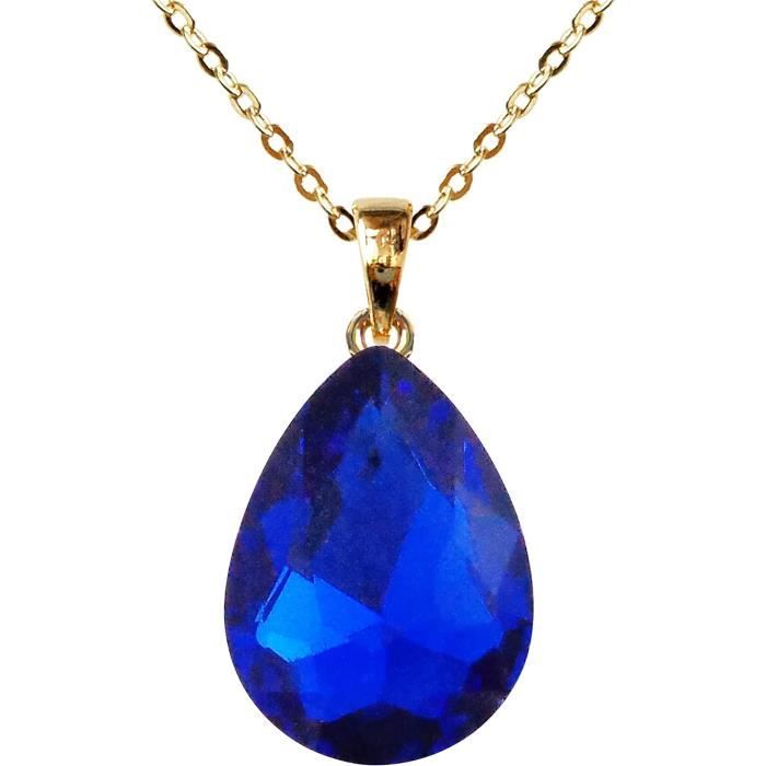 Pendentif Turtleland Topaze Bleue 4,36 Ct - Plaqué Or Rose 18 Carats - Forme Pentagone
