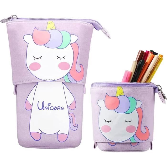 Trousse Scolaire Online - 3 Compartiments - Grande Capacité - Pour Stylos, Maquillage - Design Élégant Velours Côtelé