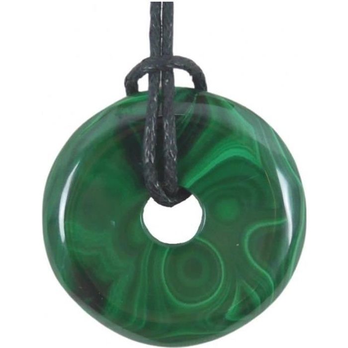 donut ou pi chinois en malachite 30mm + cordon - pendentif ou bracelet-vert vert