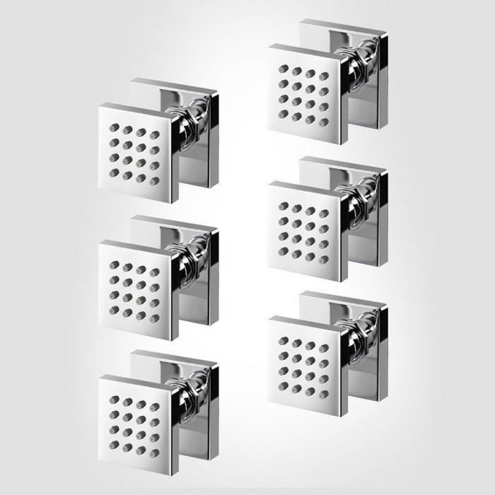 Version 6 PCS Square Jets De Douche Corps Chromé, Salle Bain En