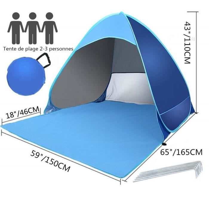 Parcs Tente De Plage Pop-Up Large Abri De Plage 4-6 Person Anti UV UPF 50+ /Étanche Sun Shelters avec Ancrages pour Sacs De Sable pour Camping Plage P/êche 210X150CM Randonn/ée