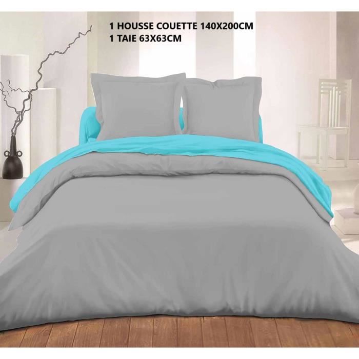 Housse De Couette Gris Turquoise Achat Vente Pas Cher