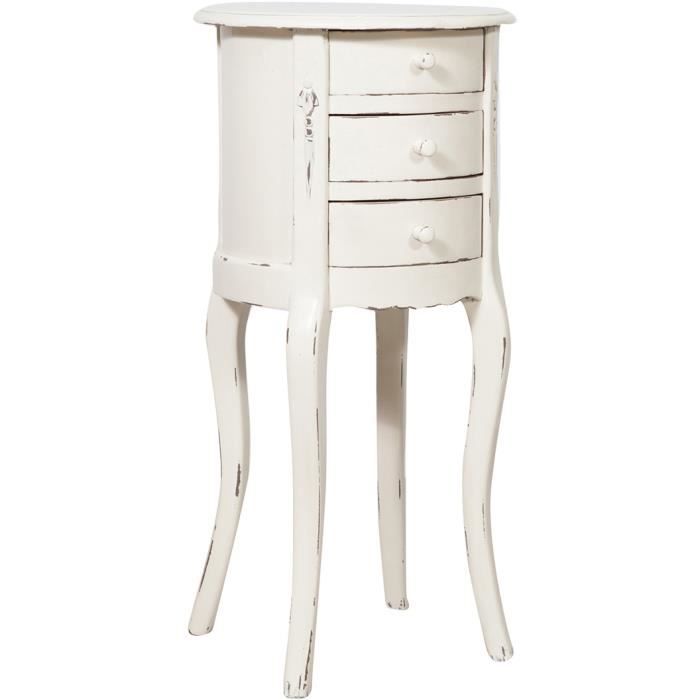 Table Table De Chevet In Bois Massif Di Acajou Finiture Blanche