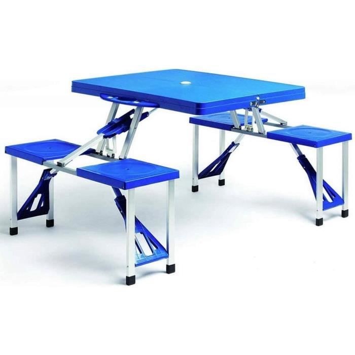 Alu Table de Camping Table Valise Pliante avec chaises Poignée de