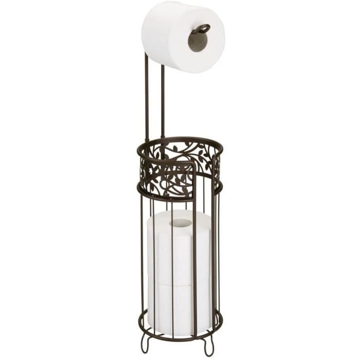 Distributeur WC Acier Noir Socle Antidérapant Porte-Papier Toilette Sur Pied – Support Pour Papier Toilette Moderne Support Papier Toilette Avec étagère