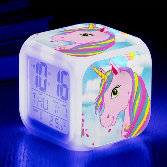 Réveil Numérique Coloré À LED – Design Carré À Changement De Couleur Avec Affichage De La Température, Rétroéclairage Lumineux, Fonctionnement Silencieux Pour Étudiants Et Enfants Du 2,05 € | DHgate