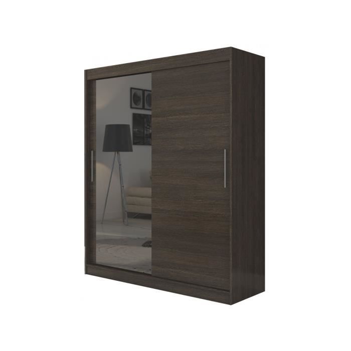 Armoire Design 2 Portes Coulissantes 150 Cm Coloris Chocolat